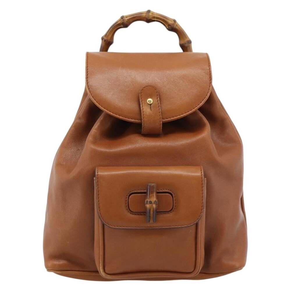 Gucci Bamboo Leather Backpack Brown